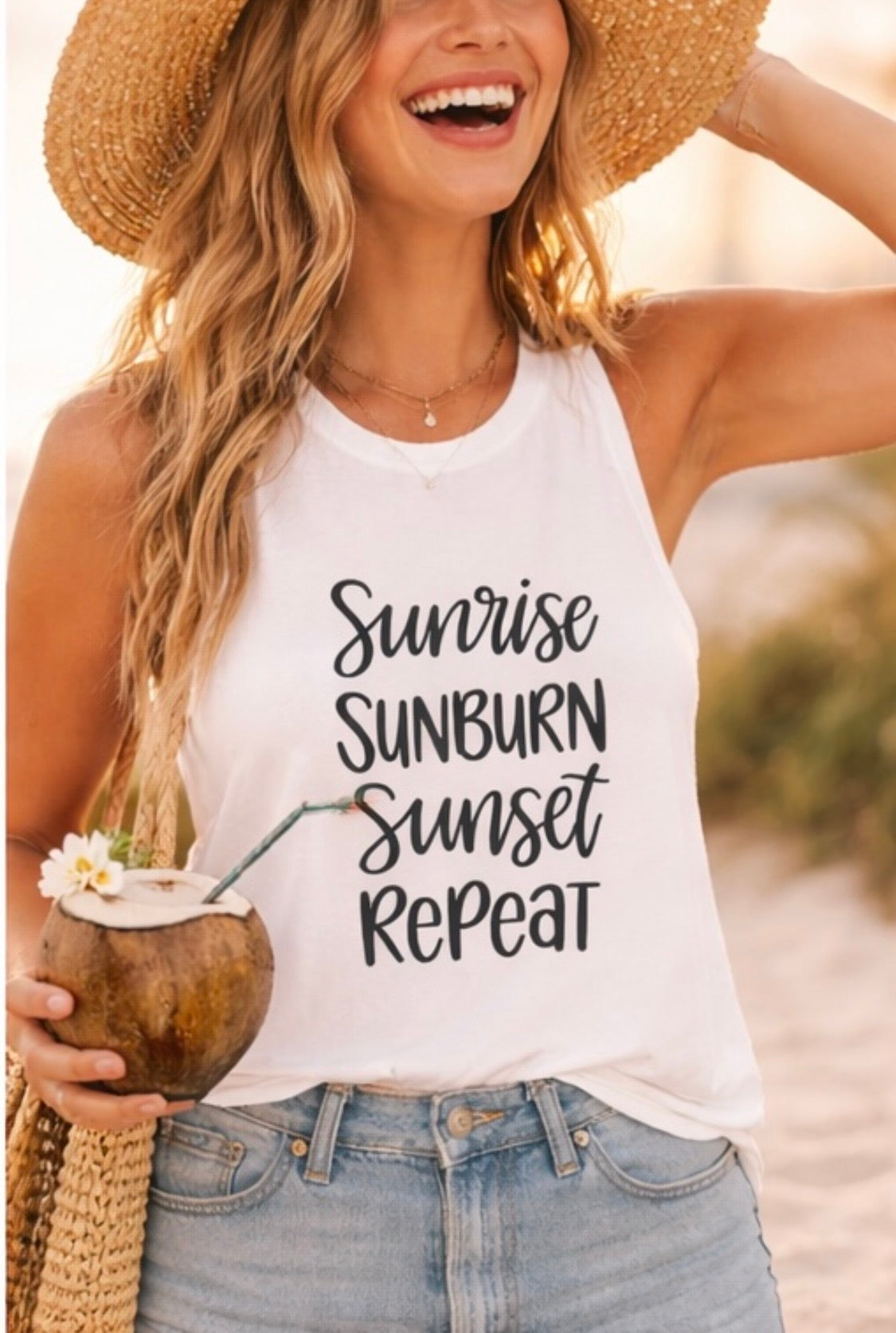 Sun-Kissed Cropped Tank Lightweight Summer Tee Beach Style Crop Top