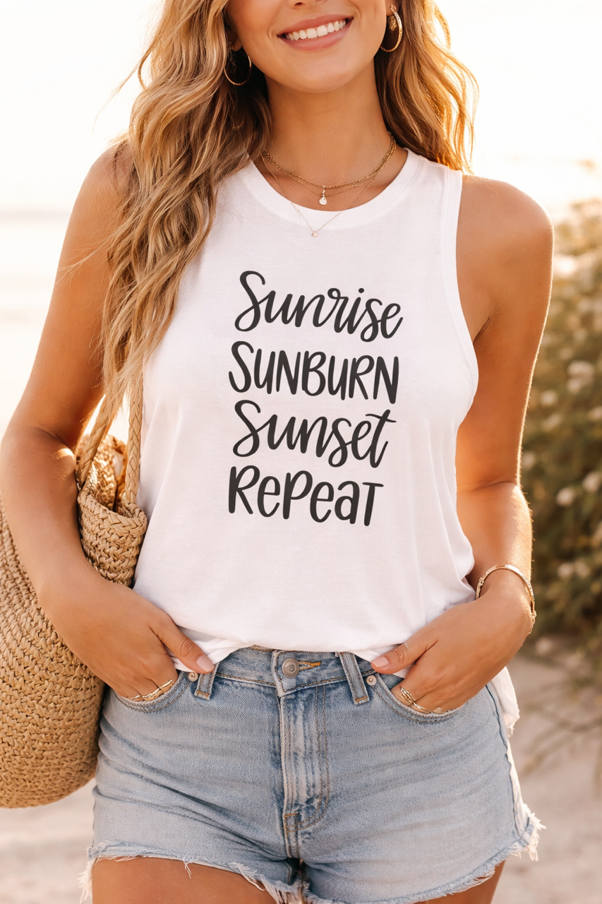 Sun-Kissed Cropped Tank Lightweight Summer Tee Beach Style Crop Top