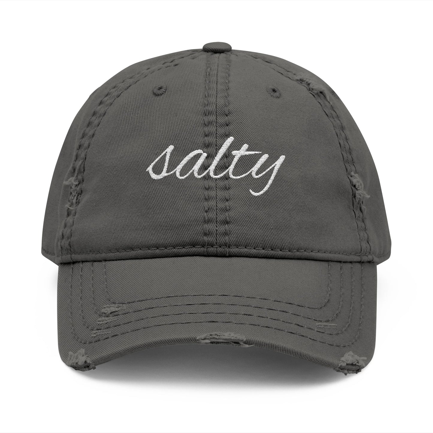 Aesthetic "Salty" Distressed Hat – Vintage Embroidered Unisex Baseball Cap