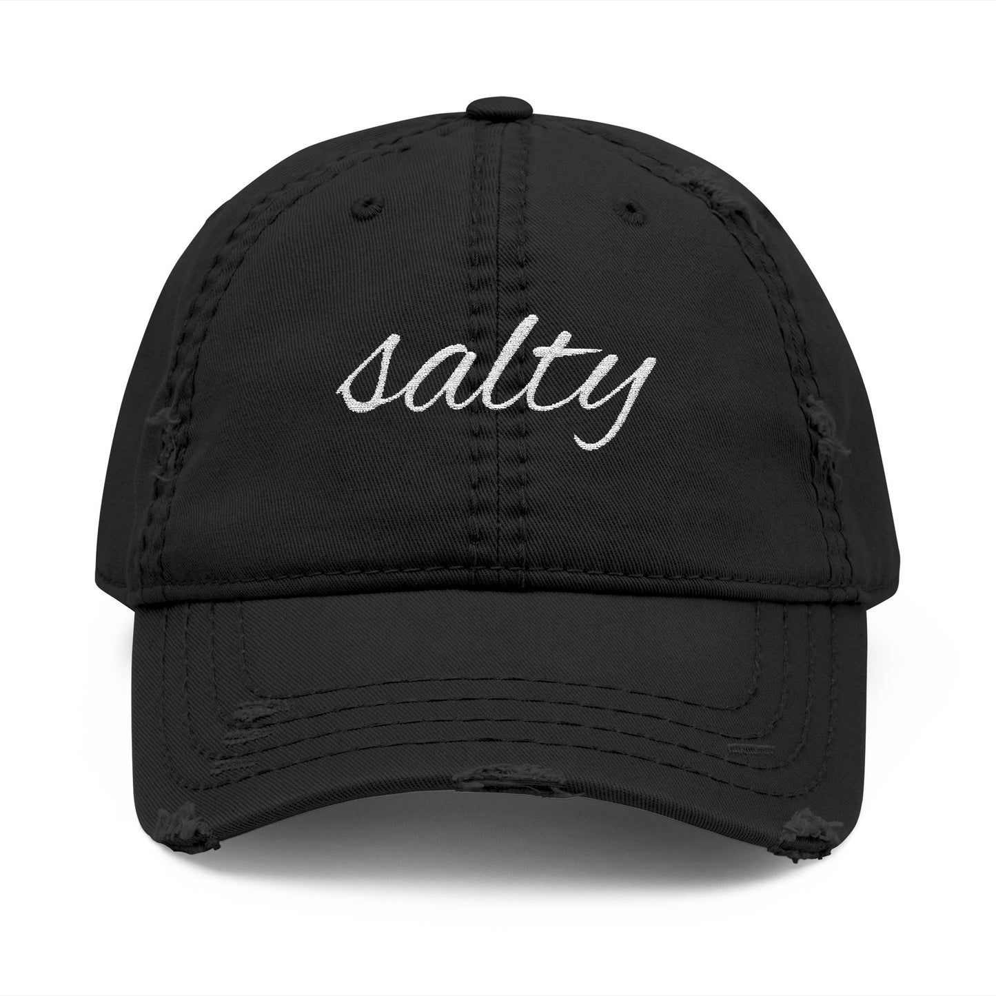 Aesthetic "Salty" Distressed Hat – Vintage Embroidered Unisex Baseball Cap